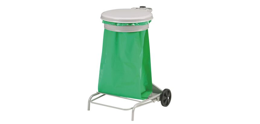 Support de sacs poubelles roulant 50 litres Rossignol à pédale gris