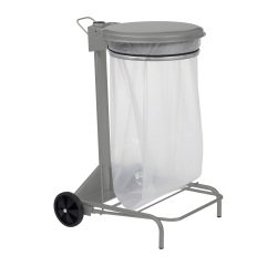 Support de sacs poubelles roulant 50 litres Rossignol à pédale gris