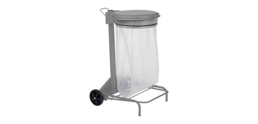 Mobile waste bag holder 50 l Rossignol with pedal colour grey