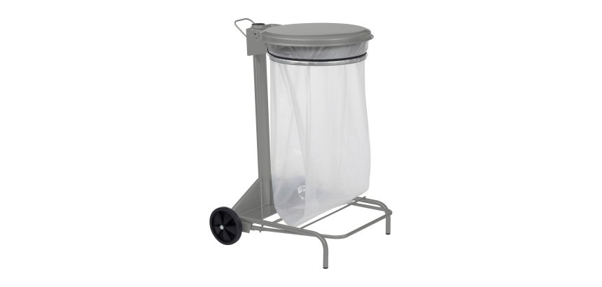 Support de sacs poubelles roulant 50 Litres Collecroule Rossignol, gris