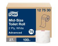 Toiletpapier dubbele dikte Tork T6 Premium - Doos van 27 rollen 100 m