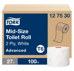 Toilet paper double thickness Tork T6 Premium - Box of 27 rolls 100 m