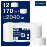 Toiletpapier Mini Jumbo dubbele dikte Tork T2 Advanced - Pak van 12 rollen 170 m