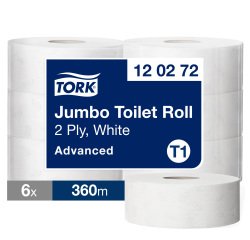 Papier toilette Maxi Jumbo double épaisseur Tork T1 Advanced - 6 rouleaux de 360 m