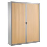 Armario de oficina metálico desmontable Ancho Especial Alt. 200 x An 160 cm Aluminio Puerta persiana Madera