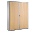 Armoire haute à rideaux démontables décor bois Largeurs spécifiques 200 x 160 cm corps aluminium