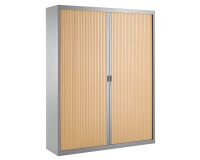 Armoire haute à rideaux démontables décor bois Largeurs spécifiques 200 x 160 cm corps aluminium