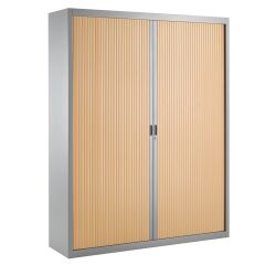 Armoire haute à rideaux démontables décor bois Largeurs spécifiques 200 x 160 cm aluminium-hêtre