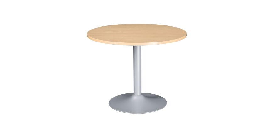 Table ronde 100 cm plateau hêtre piètement colonne Essens