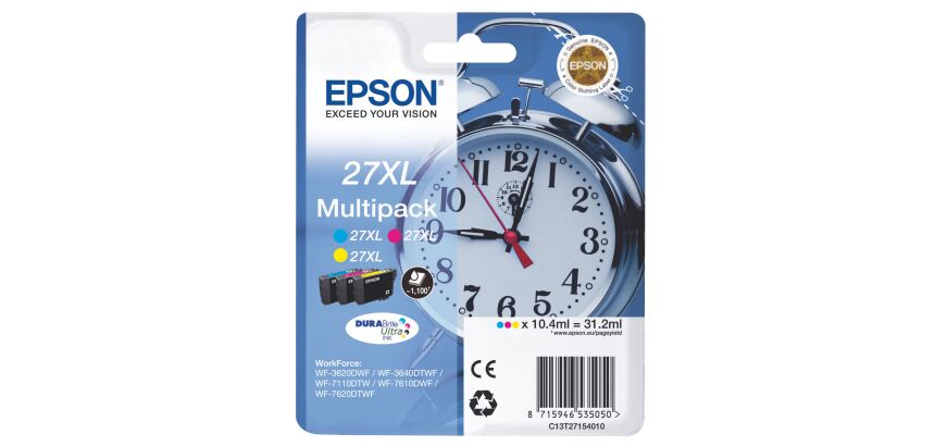 Epson 27XL Pack cartouche haute capacité de 3 couleurs pour imprimante jet d'encre