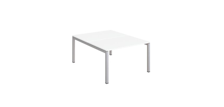 Pôle 2 bureaux L 120 cm plateaux blancs, piètement métal - Team line