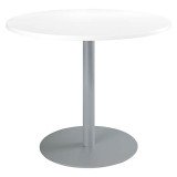 Table ronde 100 cm plateau blanc piètement colonne Essens