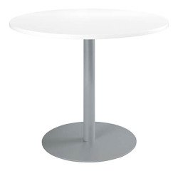 Table ronde 100 cm plateau blanc piètement colonne Essens