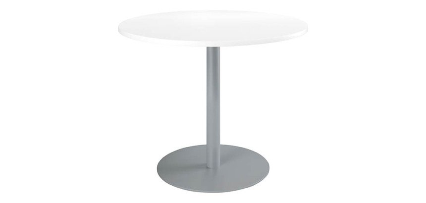 Table ronde 100 cm plateau blanc piètement colonne Essens