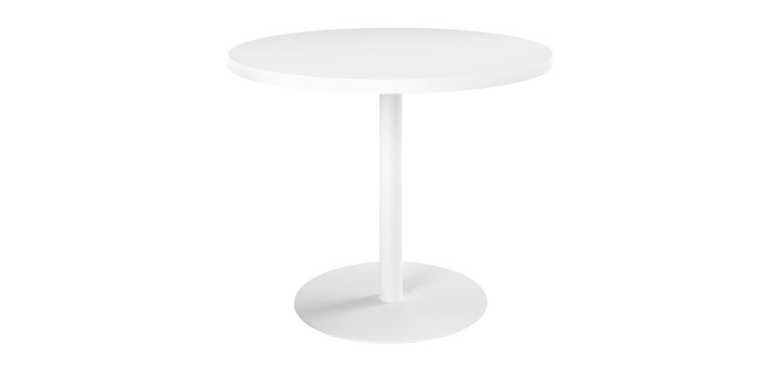 Table ronde 100 cm plateau blanc piètement colonne Essens