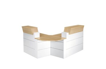 Banque d'accueil d'angle compacte L 203 x P 163 cm Quadri chêne