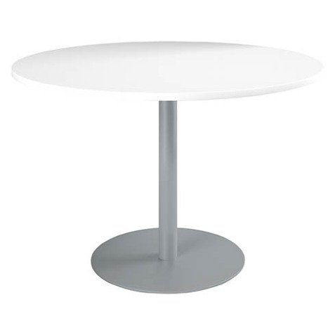 Table ronde 120 cm plateau blanc piètement colonne Essens