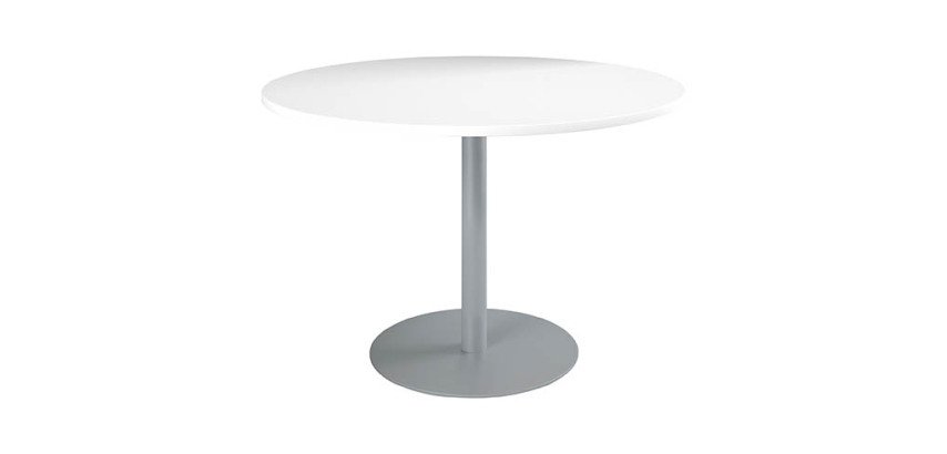 Table ronde 120 cm plateau blanc piètement colonne Essens