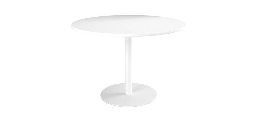 Table ronde 120 cm plateau blanc piètement colonne Essens