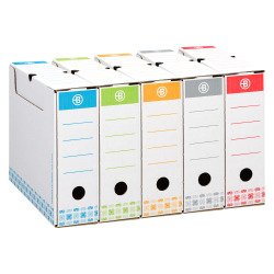 Boîte archives Carton Bruneau - Dos 8 cm - Haute résistance - Couleurs assorties