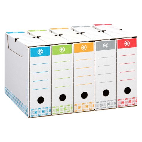 Archive box, back 8 cm, assorted colours