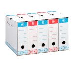 Boîte archives Carton Bruneau - Dos 8 cm - Haute résistance - Couleurs assorties