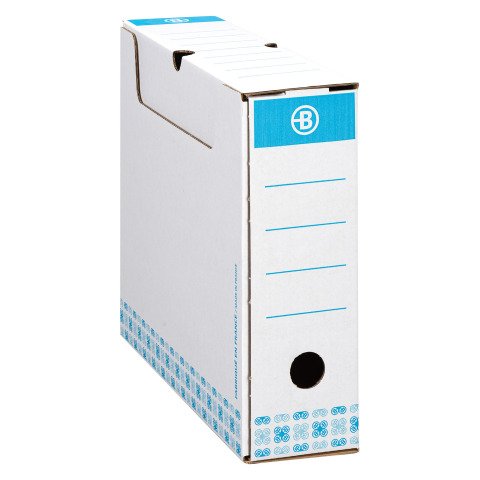 Caja de archivo definitivo Bruneau Cartón A4 Lomo 8 cm Color Azul
