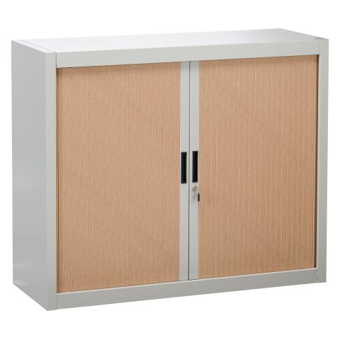 Armario de oficina metálico desmontable Bruenau Alt. 100 x An. 120 cm Gris Puerta persiana Haya
