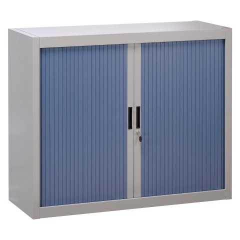 Armario de oficina metálico desmontable Bruenau Alt. 100 x An. 120 cm Gris Puerta persiana Azul