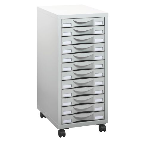 Archivador móvil multicajón Izo 12 cajones gris