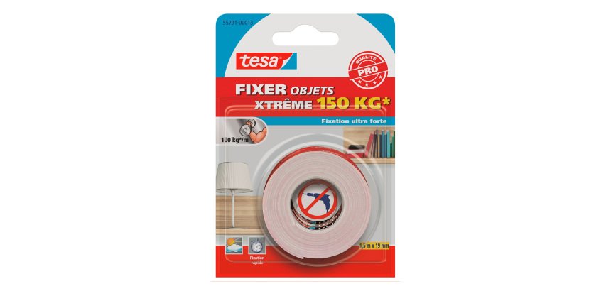 Ruban adhésif TESA double-face fixation Xtrême 1,5 m