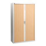 Pack Bruneau roller cabinets H 200 cm light grey RAL 7035 body / doors in beech - Buy 1, get 1 of the same color for free.