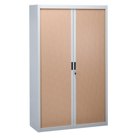 Armario de oficina metálico desmontable Bruneau Alt. 200 x An 120 cm Gris Puerta persiana Haya