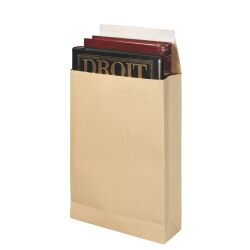 Pochette à soufflets 9 cm kraft brun armé 280 x 410 mm Bruneau 120 g sans fenêtre - Boîte de 25