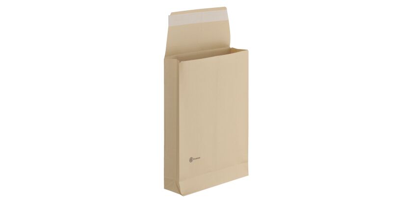 Pochette à soufflets 7 cm kraft brun armé 280 x 365 mm Bruneau 120 g sans fenêtre - Boîte de 25