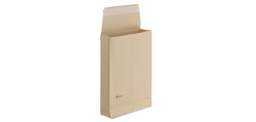Pochette à soufflets 7 cm kraft brun armé 280 x 365 mm Bruneau 120 g sans fenêtre - Boîte de 25