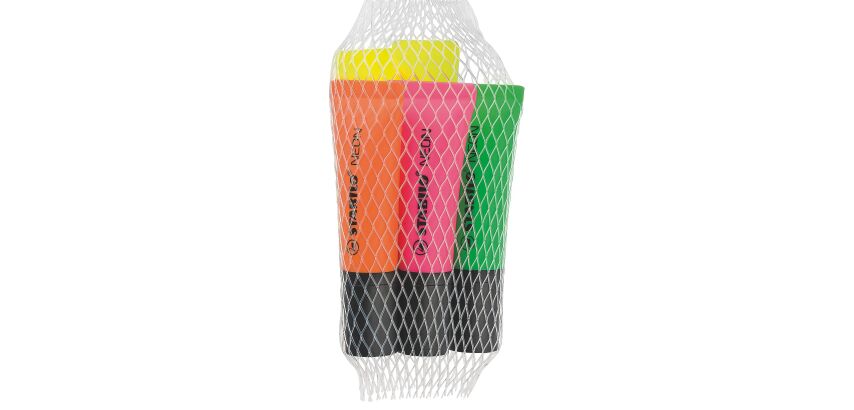 Surligneur Stabilo Néon couleurs assorties- Pochette de 5