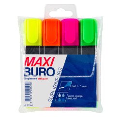 Sleeve with 4 highlighters Maxiburo assorted colours