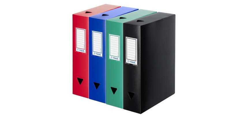 Boîte de classement plastique Viquel dos 8 cm couleur