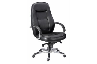 Fauteuil de bureau Kolos cuir - avec accoudoirs, appui-tête - Mécanisme Basculant axe décalé - Pied aluminium