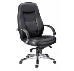 Office chair Kolos leather - with armrests, headrest - Asynchronous tilting mechanism - Aluminum base