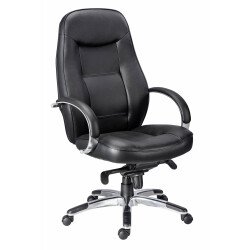 Fauteuil de bureau en croute de cuir noir