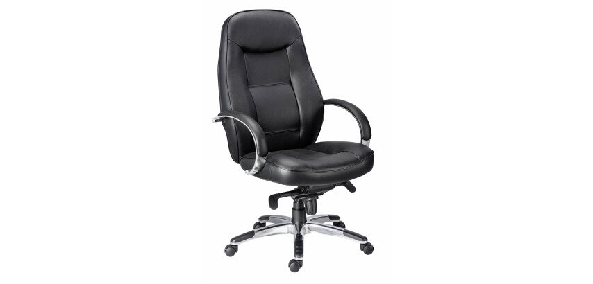 Fauteuil de bureau Kolos cuir - avec accoudoirs, appui-tête - Mécanisme Basculant axe décalé - Pied aluminium