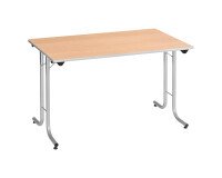 Table rectangulaire pliante plateau hêtre L 120 x P 70 cm - Classique - piétement aluminium