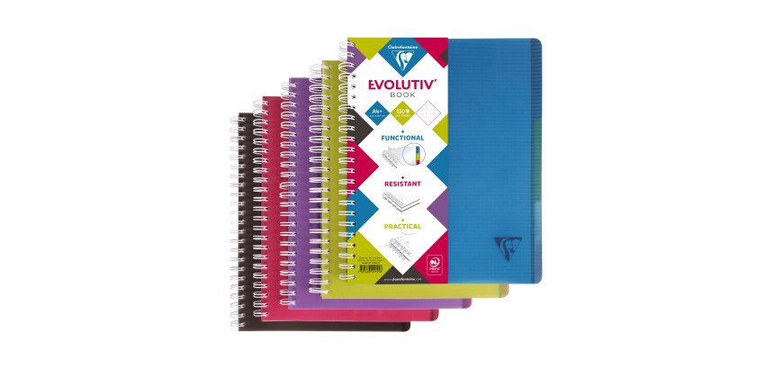 Cahier spirale Linicolor Evolutiv'book A4+ 22,5 x 29,7 cm - petits carreaux - 180 pages
