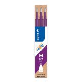 Navulling voor uitwisbare balpen Pilot FriXion Ball medium punt 0,7 mm - Pak van 3 violet