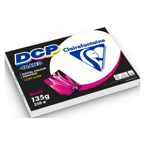 Papel couche brillante A4 blanco 135 g Clairefontaine DCP Coated - Paquete de 250 hojas