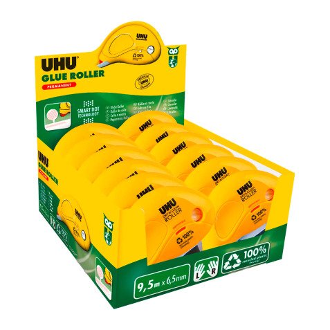 Pack de 10 rollers de colle permanent Uhu - Longueur 9,5 m + 2 offerts