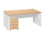 Pack bureau L 160 cm + caisson mobile 3 tiroirs chêne clair Intuitiv'