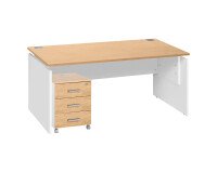Pack bureau L 160 cm + caisson mobile 3 tiroirs chêne clair Intuitiv'